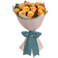 Delightful Bouquet of 12 Long Stemmed Orange Roses