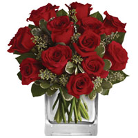 Romantic Cube Arrangement of 12 Red Roses