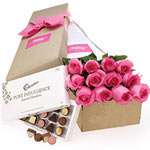 Roses & Large Assorted Chocolates Gift Box For Mum