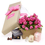 Tulips & Candle Gift Box for Mum