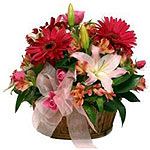 Graceful Wicker Basket of Lush Flowers