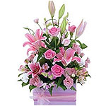 Sunny Box of Pink and White Floral Preparation