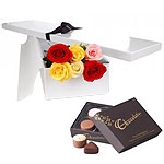 Long Stemmed Roses Gift Box Mixed 6