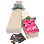 Long Stemmed Roses Gift Box Pink  6