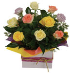 An impressive mixed coloured box arrangement conta...