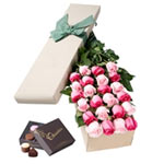 LONG STEMMED ROSES GIFT BOX PINK 24