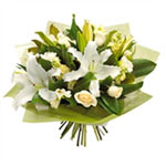 This simple and elegant, monochromatic flower bouq......  to Brisbane