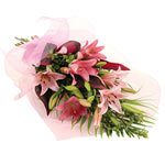 A captivating pink and green sheaf bouquet contain......  to Burnie
