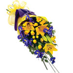 A gorgeous yellow and purple sheaf bouquet made up......  to Wagga Wagga
