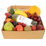 DELUXE FRUIT HAMPER WITH WHITE WINE