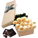 Long Stemmed Roses Gift Box White 12