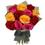 LONG STEMMED BOUQUET RED YELLOW & PINK 12