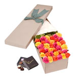 Long Stemmed Roses Gift Box Mixed 36