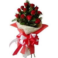 Fragrant Selection of Red Roses with Gypsophila