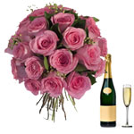 Exotic Pink Roses with Wine
