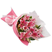 Captivating Bunch of 6 Pink Lilies