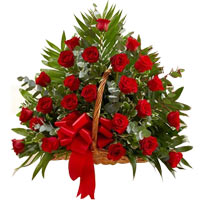 Stylish Red Roses in a Basket