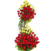 Color-Coordinated Red N Yellow Roses Basket