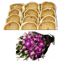 Appetizing Katari Vog from Banoful Sweets N Beautiful Orchids Bouquet