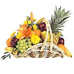 A hamper of full fresh fruits along with flowers. Contains:- 12 pieces Bananas, ...
