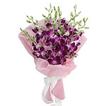 12 pieces purple orchids in a bouquet....