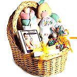 Baby Basket basket includes a baby rattle, baby to...