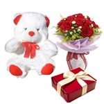 Pretty Roses with Choco Delight and Plush