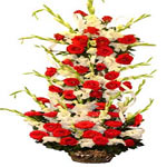 Red Roses With White Gladula
