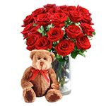 Attractive Valentine Roses with Adorable Teddy