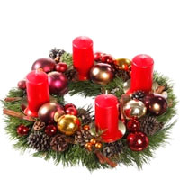 A traditional New Year wreath with candles...