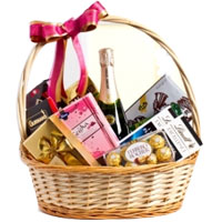 Sweet gift basket, which contains various sweets, ...