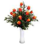Stimulating Orange Roses Highlighted with Greens