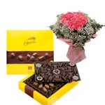 Sumptuous Chocolate with Bouquet of 17 Pink Roses