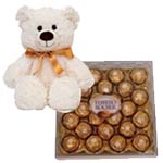 Wholesome Ferrero Rocher Chocolate Gift with White Teddy