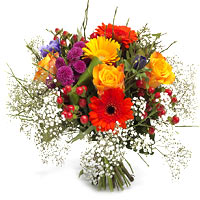 An entertaining assortment of Gerberas, roses, and...