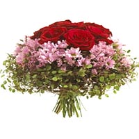 This gorgeous arrangement of Red & Pink  Roses wit...