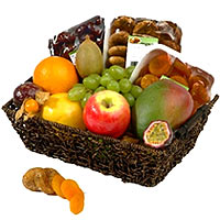 Fruit basket with fresh and dried fruits