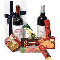 Duo of French Red Wine and Sweets Gift Box