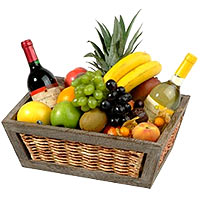 Luxury wine and fruit basket