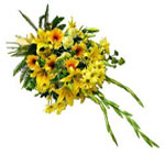 Bouquet with gerberas,solidago, green and fern...