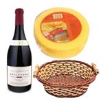 Attractive Hamper of Wine and Cheese