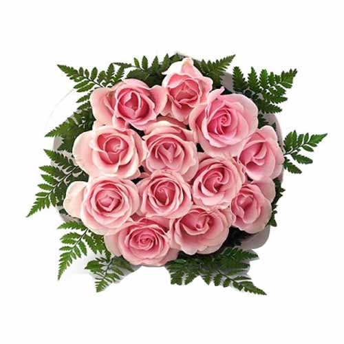 Send a treat to any flower lover by gifting this 12 Pink Roses Bouquet...