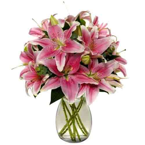 Pink Lilies in Vase