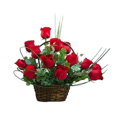 12 Roses In A Basket