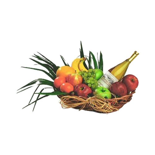 Our Valentines Fruit Basket with imported white wine is a gourmet delight featur...