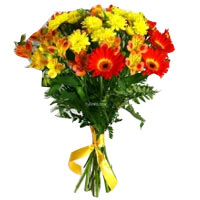 Classic mix by gerberas, chrysanthemums and alstromerias....