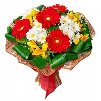 Nice flowers bouquet by gerberas, chrysanthemums and alstromerias....