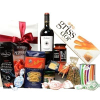 Lovable Festive Treat Gift Hamper with Red Wine