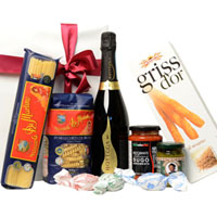 Charming Golden Moments Gift Hamper of Goodies with Wine
