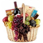 Innovative Elegant Fruit Basket with Wine and Delicacies